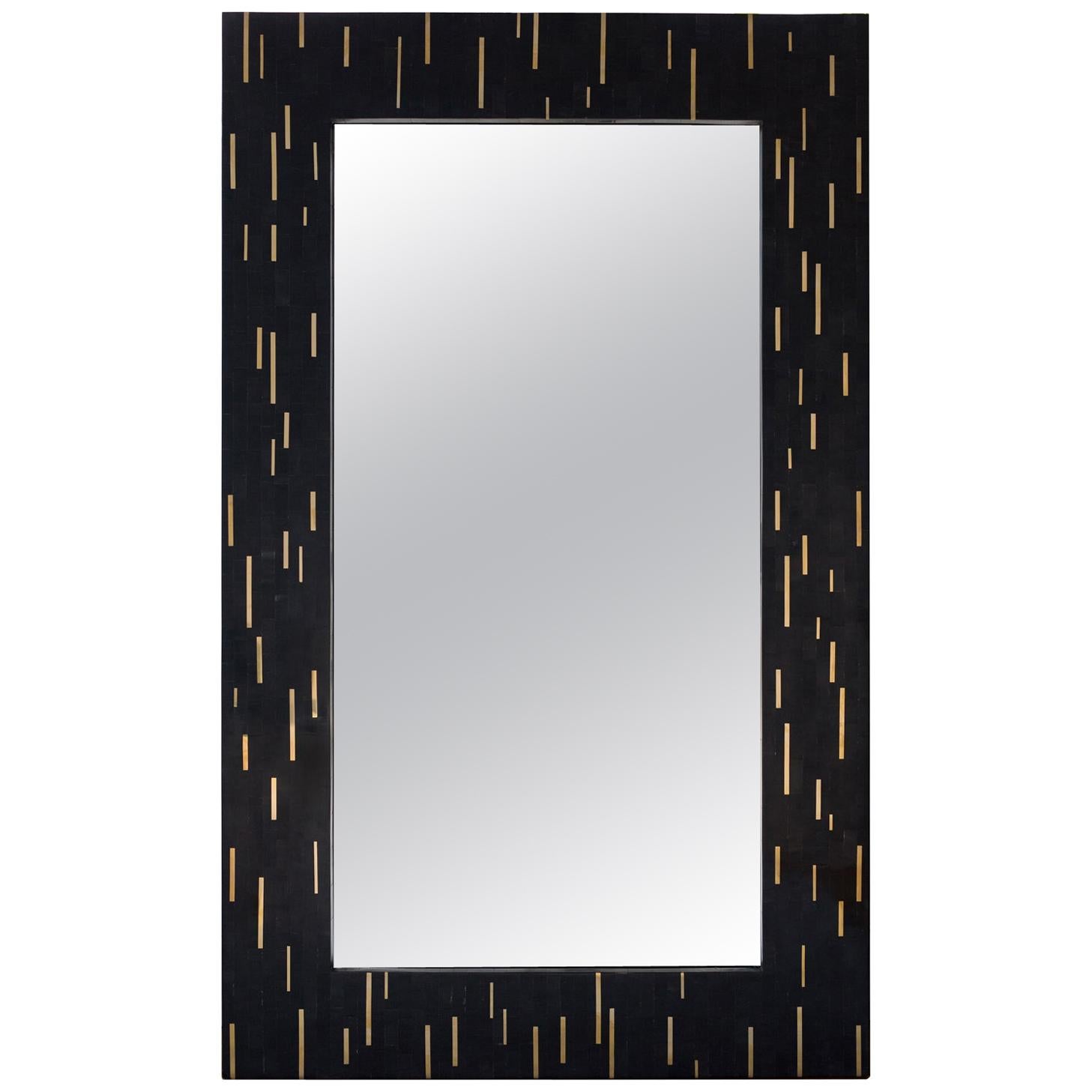 Mirage Horn Marquetry Mirror Frame with Brass Inlay