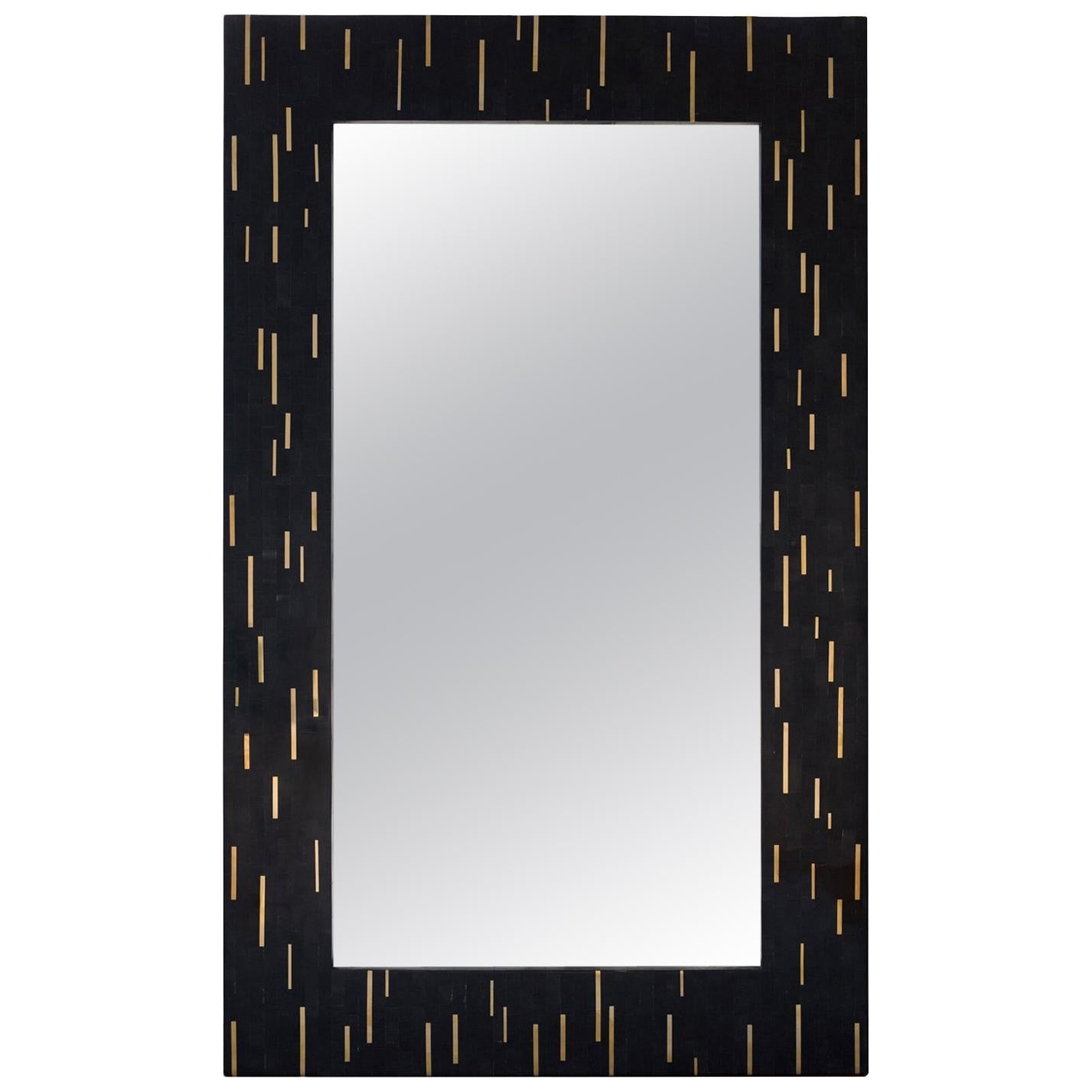 Mirage Horn Tessellated Mirror Frame with Brass Inlay