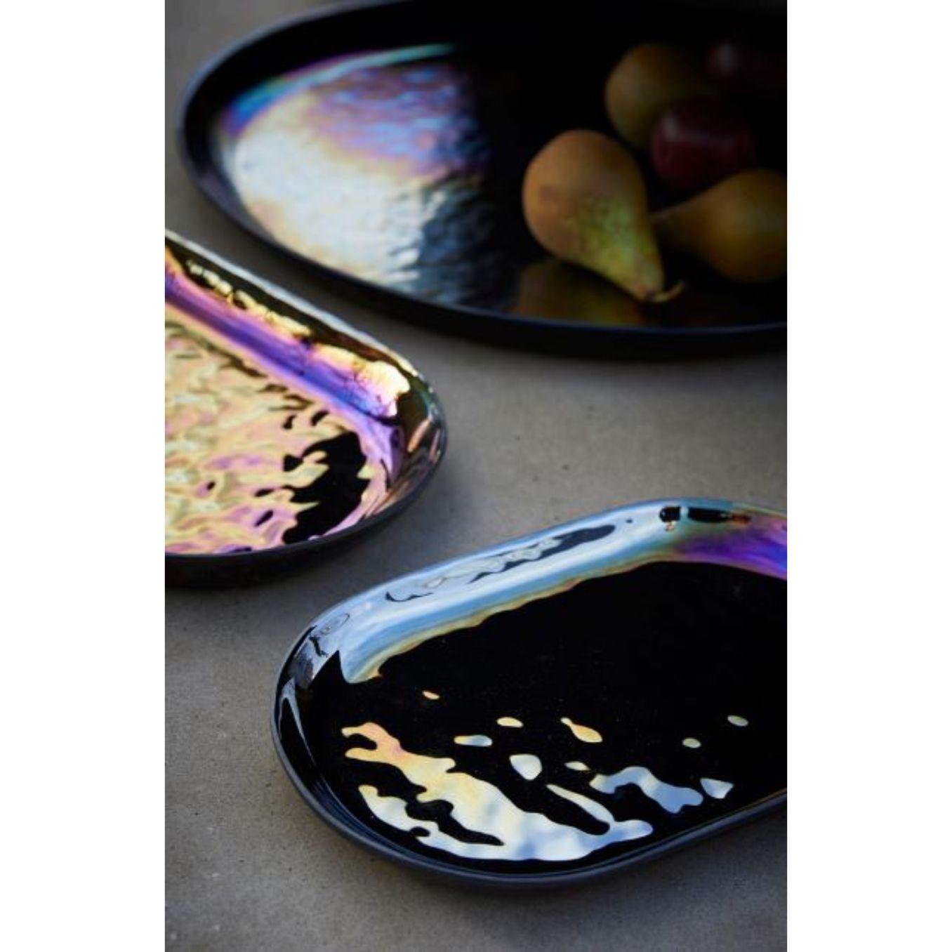 French Mirage Iris Oval Tray by Radar For Sale