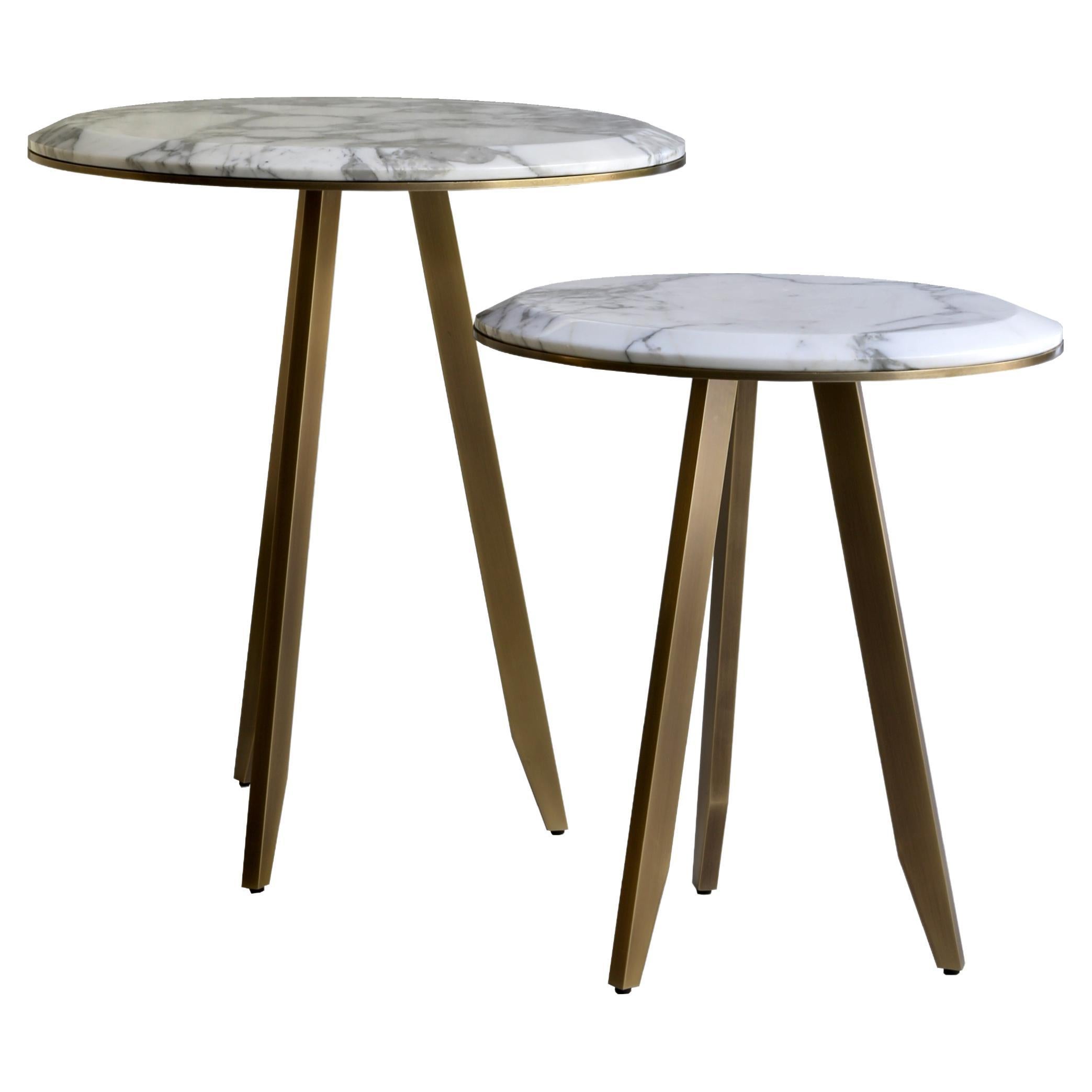 Mirage, a couple of Side Tables in Marble or Onyx For Sale