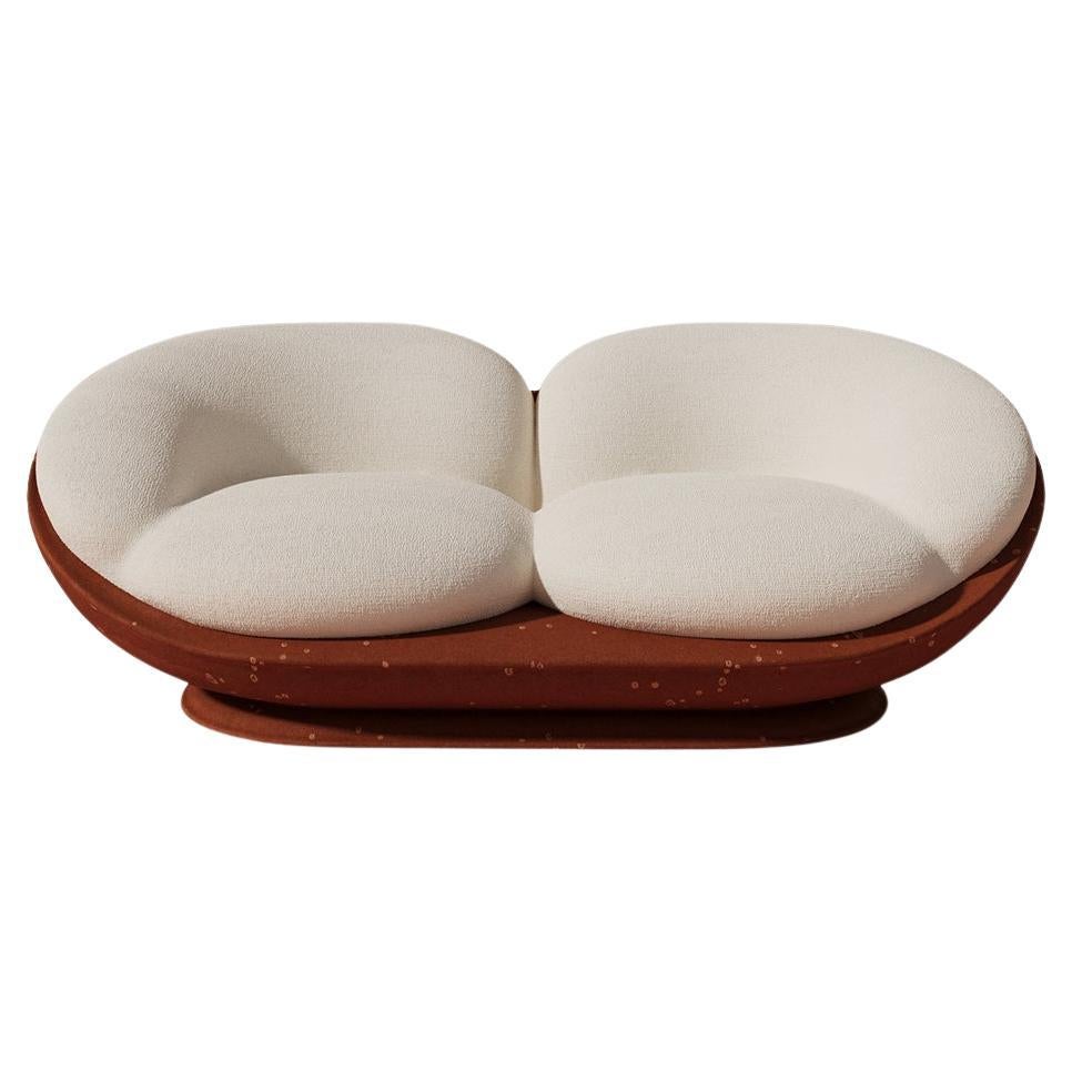 Mirage Sofa in Copper Fabric Upholstery by Alexandre Ligios, Organic Couch
