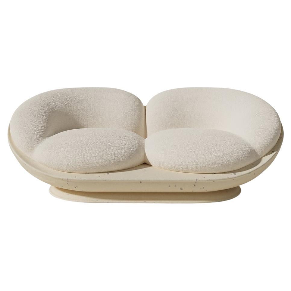 Mirage Sofa in Vanilla Fabric Upholstery by Alexandre Ligios, Organic Couch