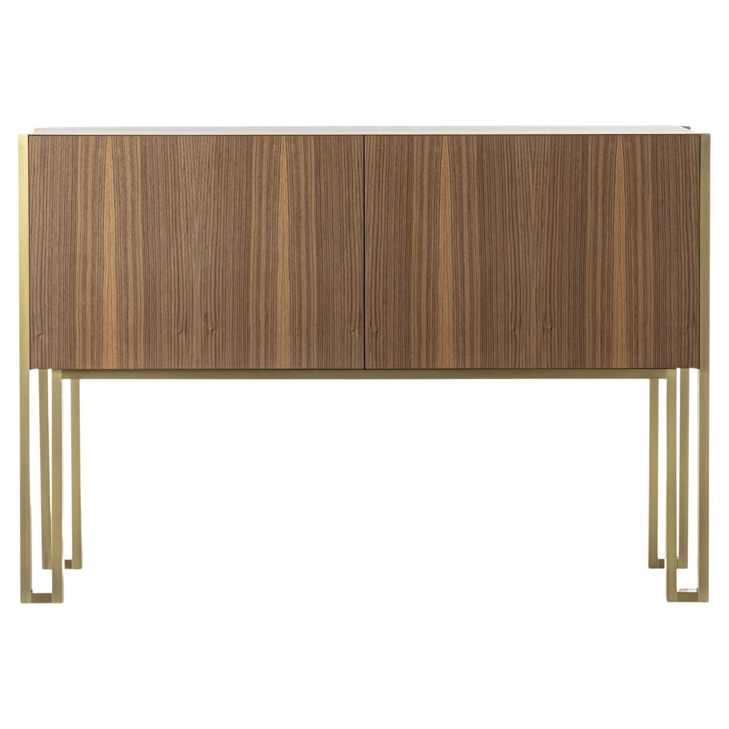 Mirage Vintage Sideboard mit Messingbeinen in undurchsichtigem Canaletto-Walnussholz