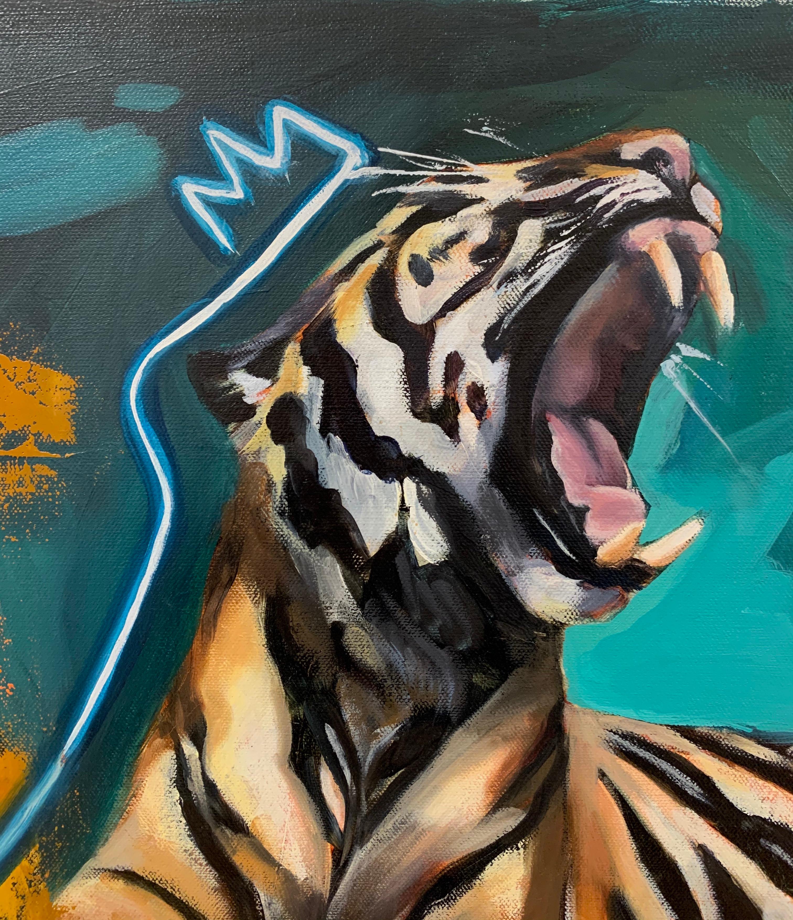<p>Artist Comments<br /> When asked about this graphic contemporary portrait of a tiger, artist Miranda Gamel shared this poem:  He is Royalty. He glows and shines, illuminating the path to true and pure.  His words are a soft breeze, and a
