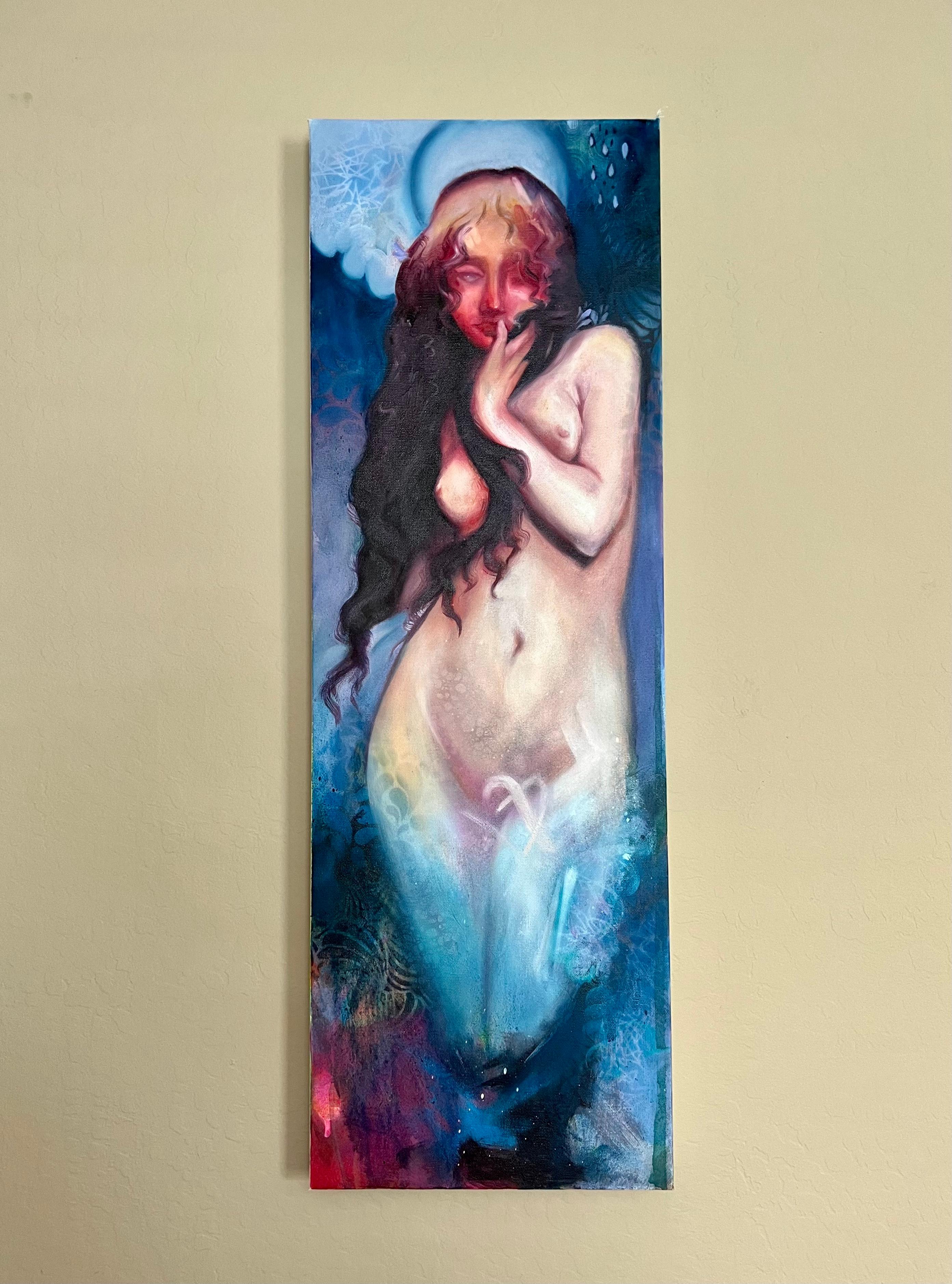 <p>Artist Comments<br>Inspired by the classical painting, The Birth of Venus, artist Miranda Gamel shows a surrealist portrayal. The subject stands beautifully with long wavy hair and glistening eyes under a turquoise moon. Miranda integrates