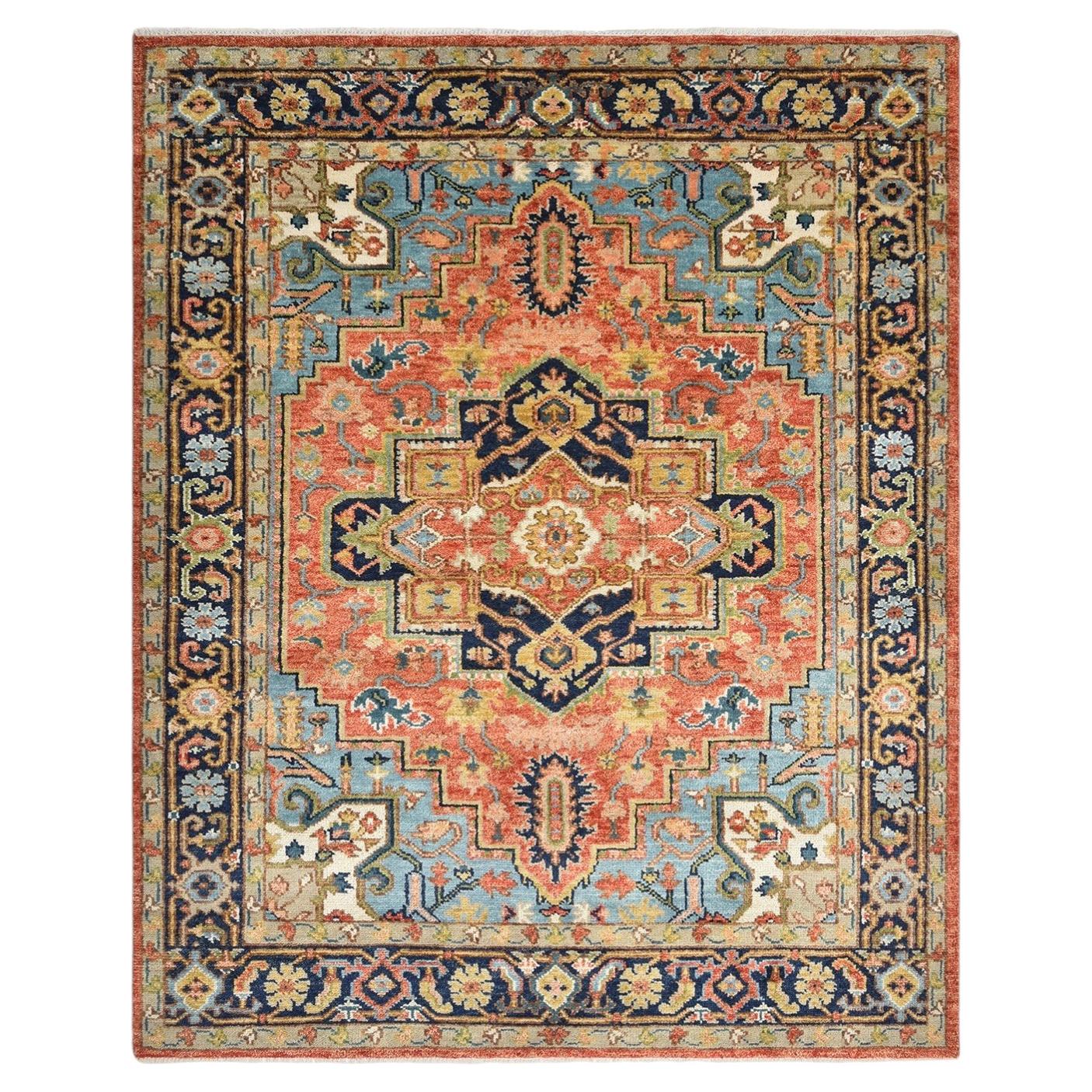 Miranda Hand Knotted Traditional Floral Wool 8' 0" x 10' 0" Red Area Rug