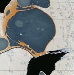 Blau mit Orange 2: Mixed-Media-Kunstwerke