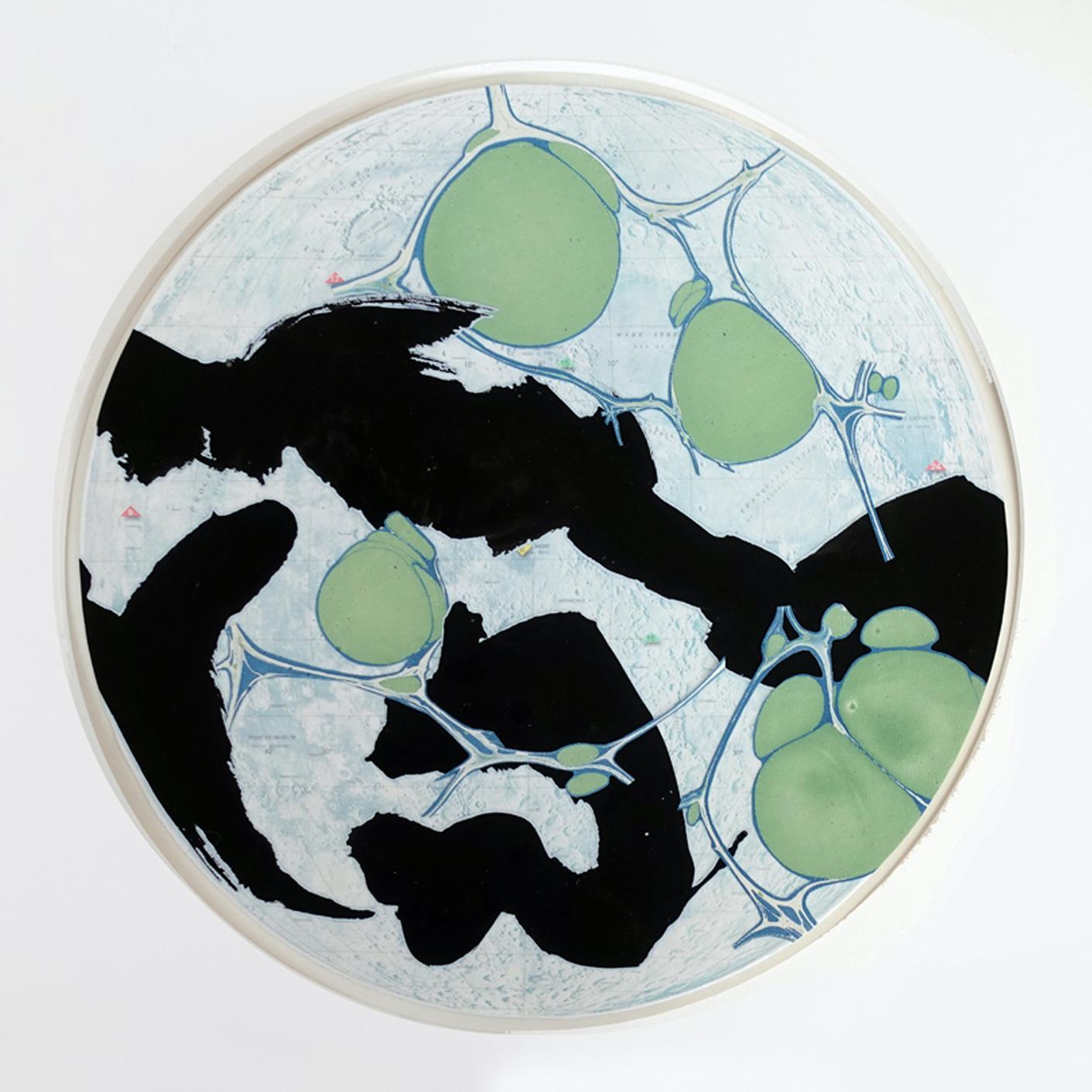  Green and Blue 1 : abstract work of art on paper - Art by Miranda Maher