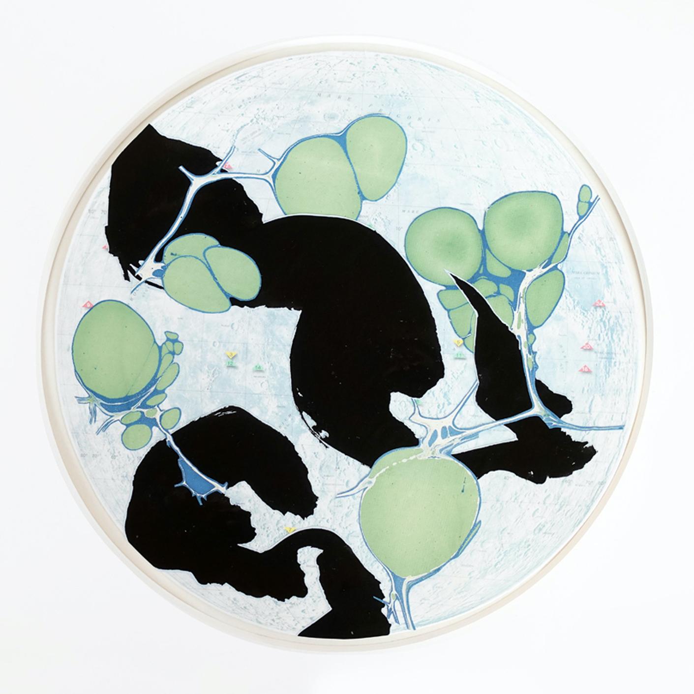 Green and Blue 2 : œuvre d'art abstraite sur papier - Mixed Media Art de Miranda Maher
