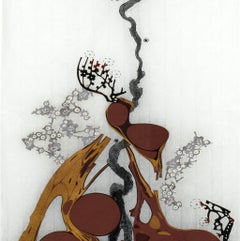 Yellow River : abstract work of art on paper