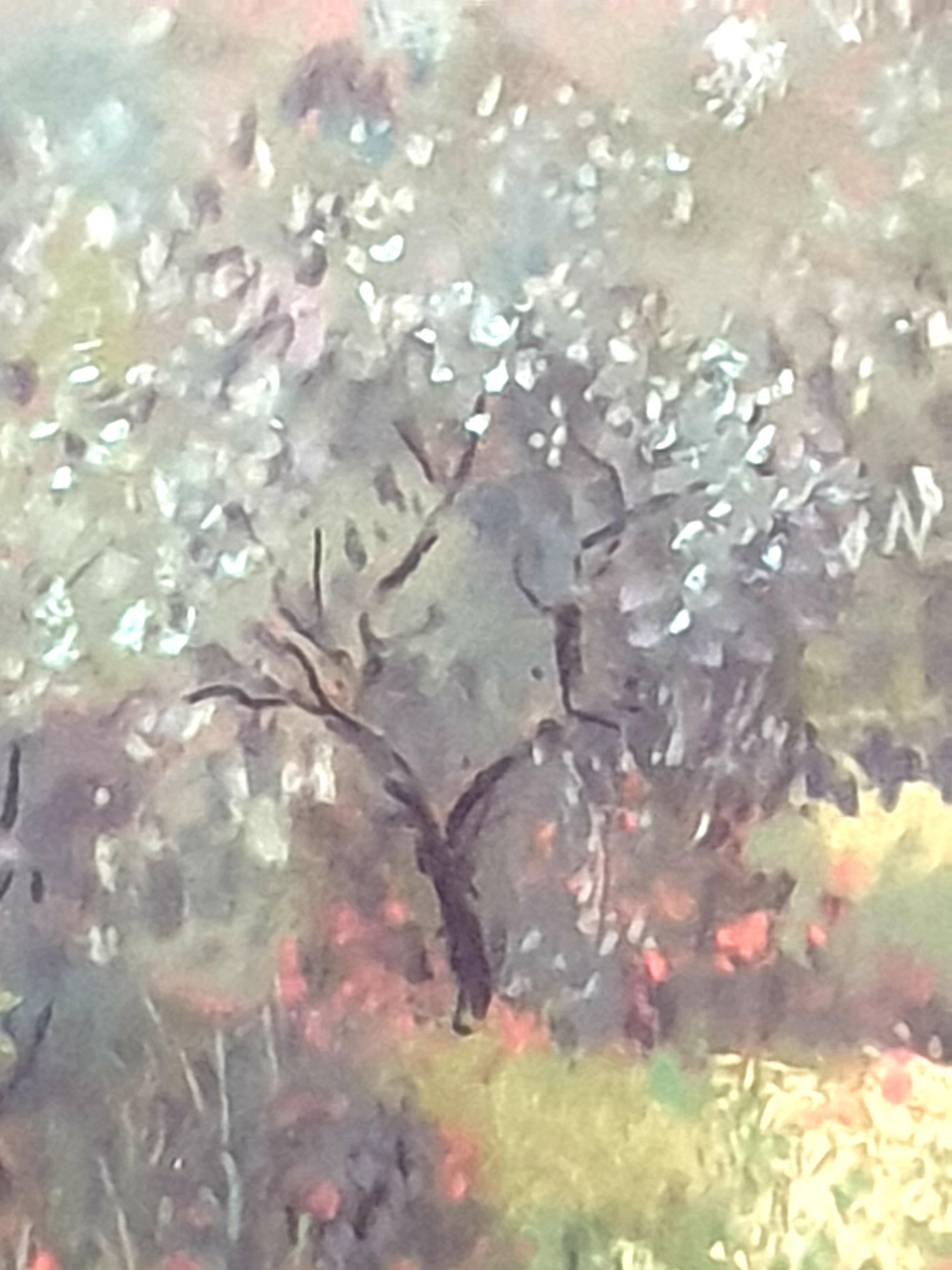 Olive Grove and Poppies, Contemporary Impressionist Pastel on Paper. For Sale 8