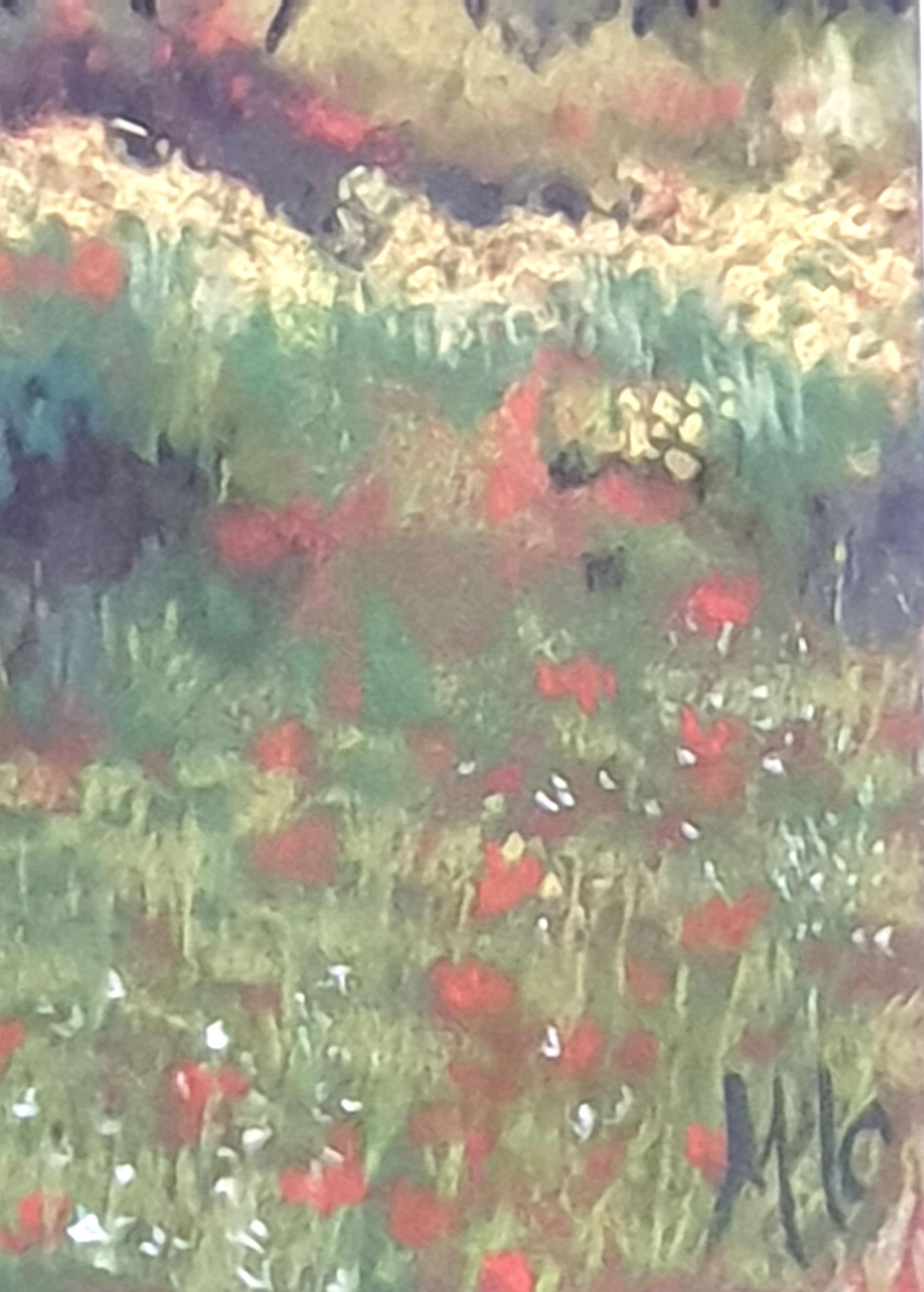Olive Grove and Poppies, Contemporary Impressionist Pastel on Paper. For Sale 10
