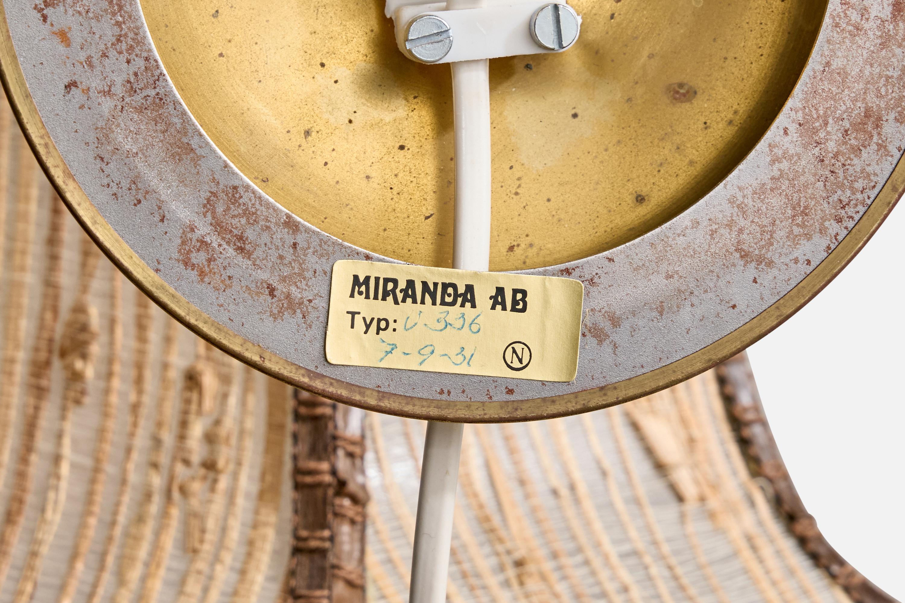 Miranda, Wall Lights, laiton, tissu, Suède, années 1970 en vente 3
