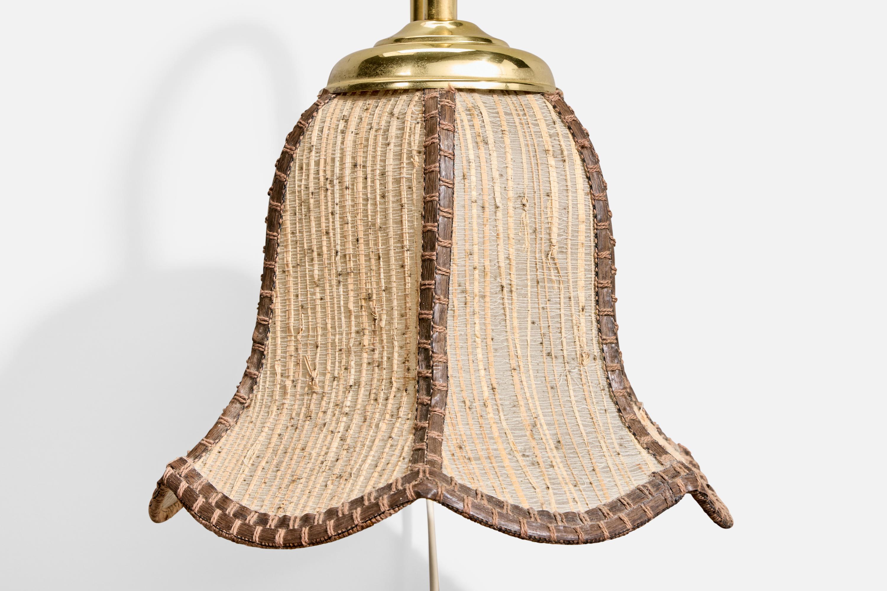 Miranda, Wall Lights, laiton, tissu, Suède, années 1970 en vente 2