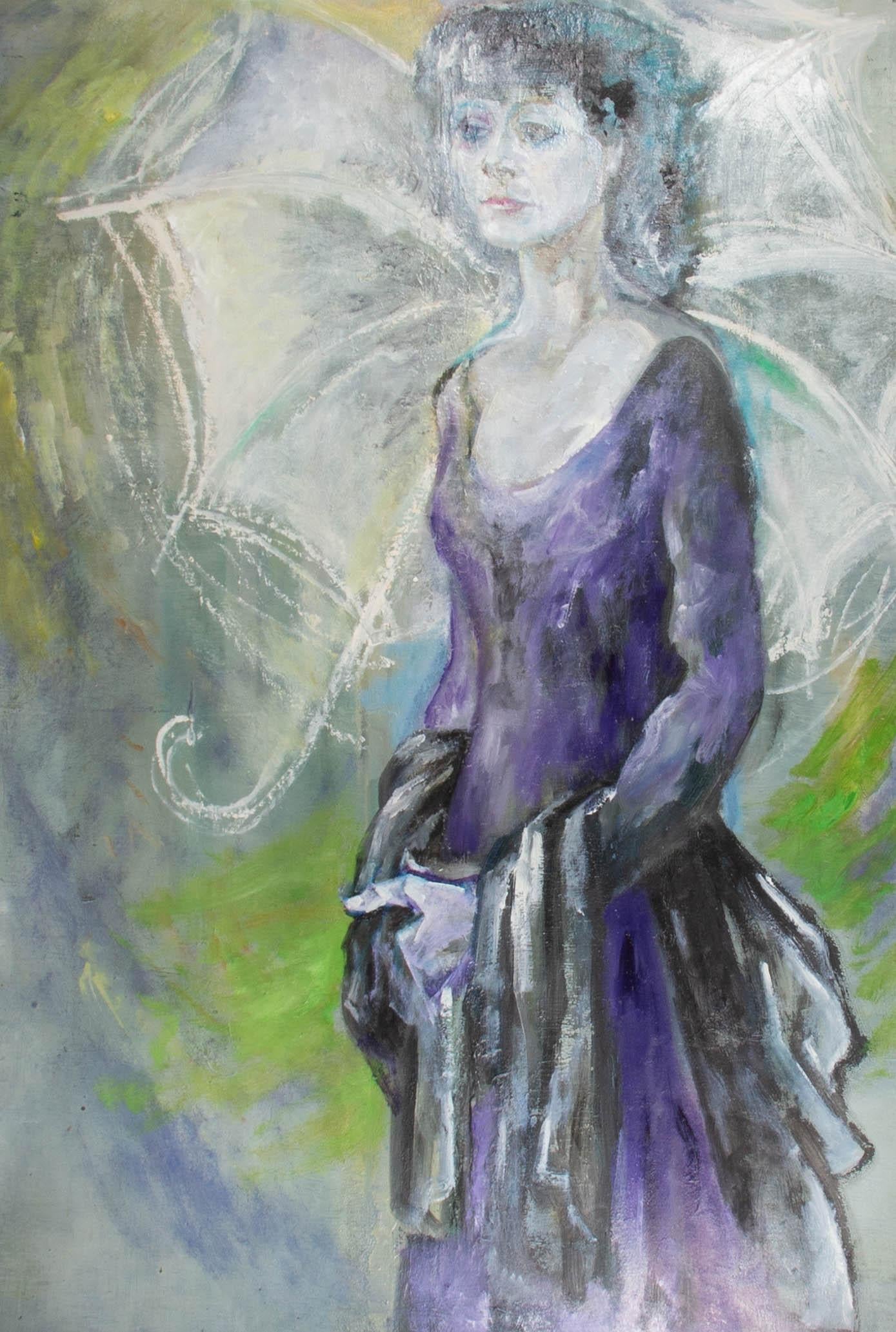 Mircea Marosin (1921-2007) - 20th Century Oil, Woman in Purple 1