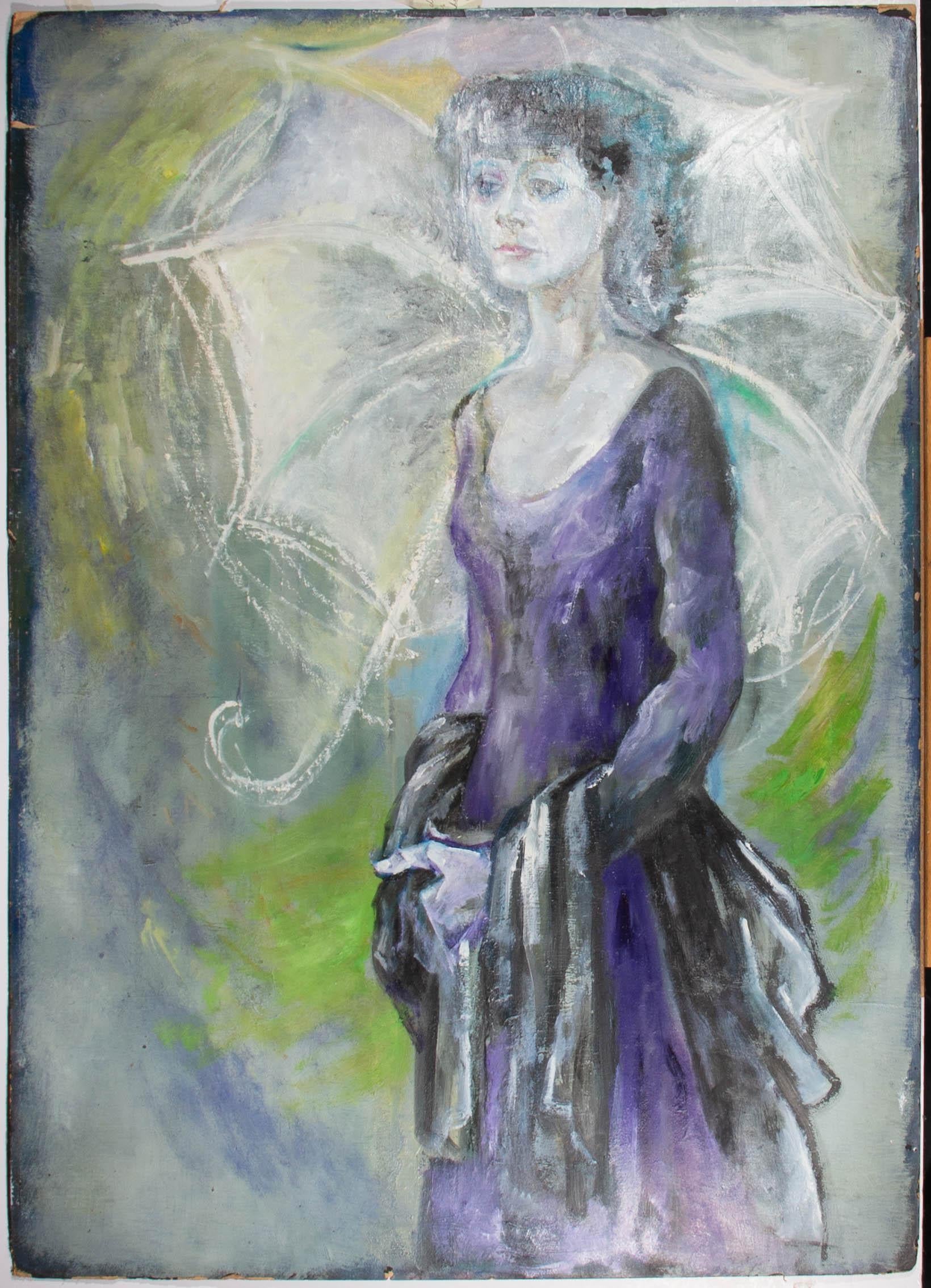 Mircea Marosin (1921-2007) - 20th Century Oil, Woman in Purple 2