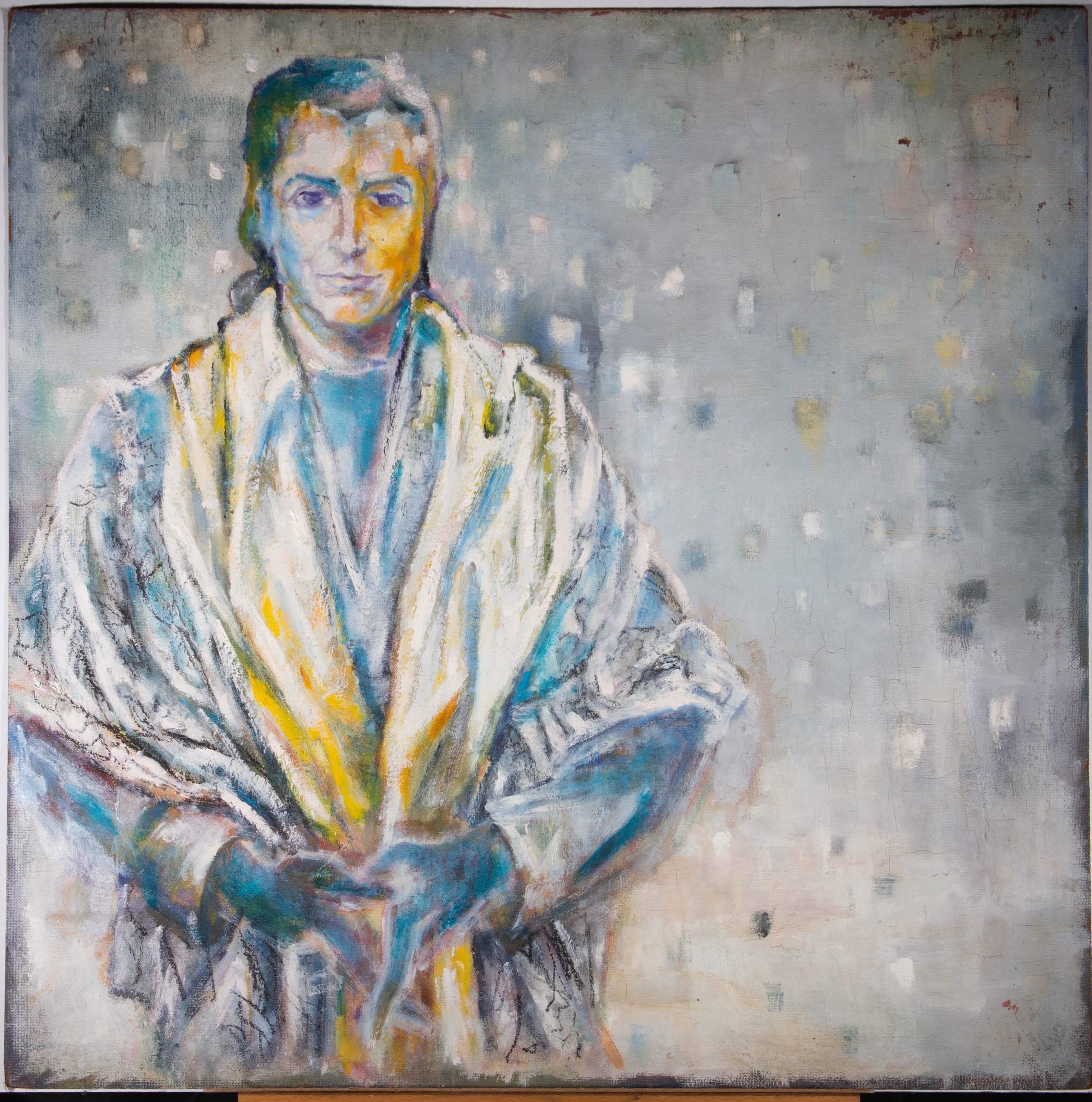 Mircea Marosin (1921-2007) - 20th Century Oil, Woman in Shawl For Sale 2