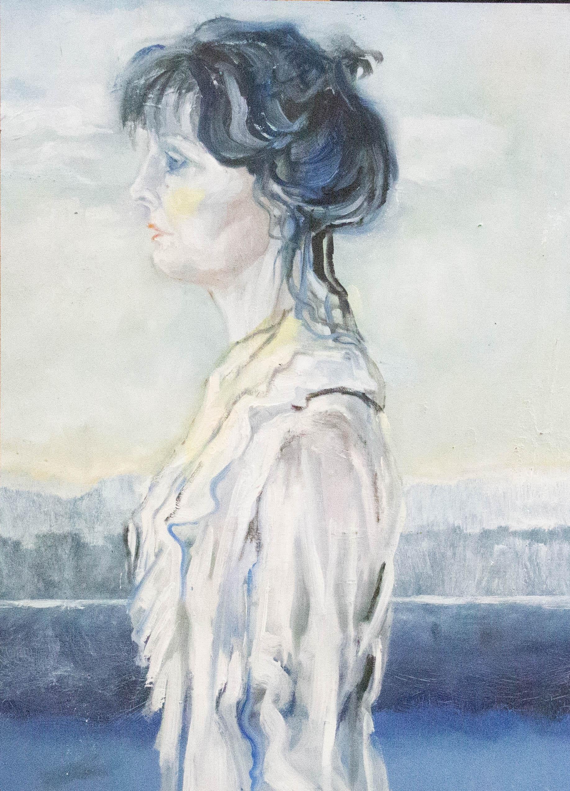 Mircea Marosin (1921-2007) - 20th Century Oil, Woman in White For Sale 1