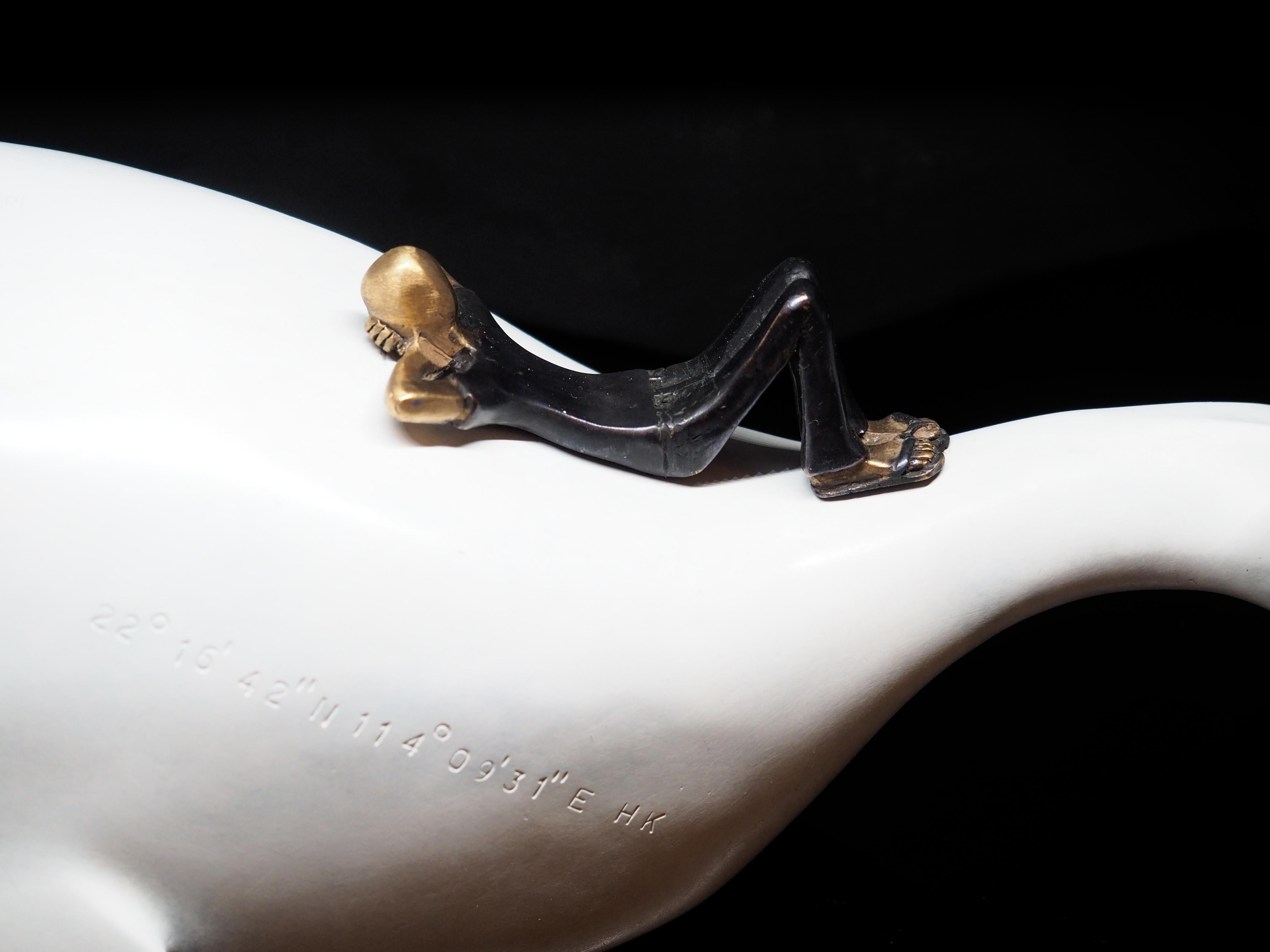 Big Journey White Whale- contemporary animal and figurative bronze sculpture - Sculpture by Mireia Serra