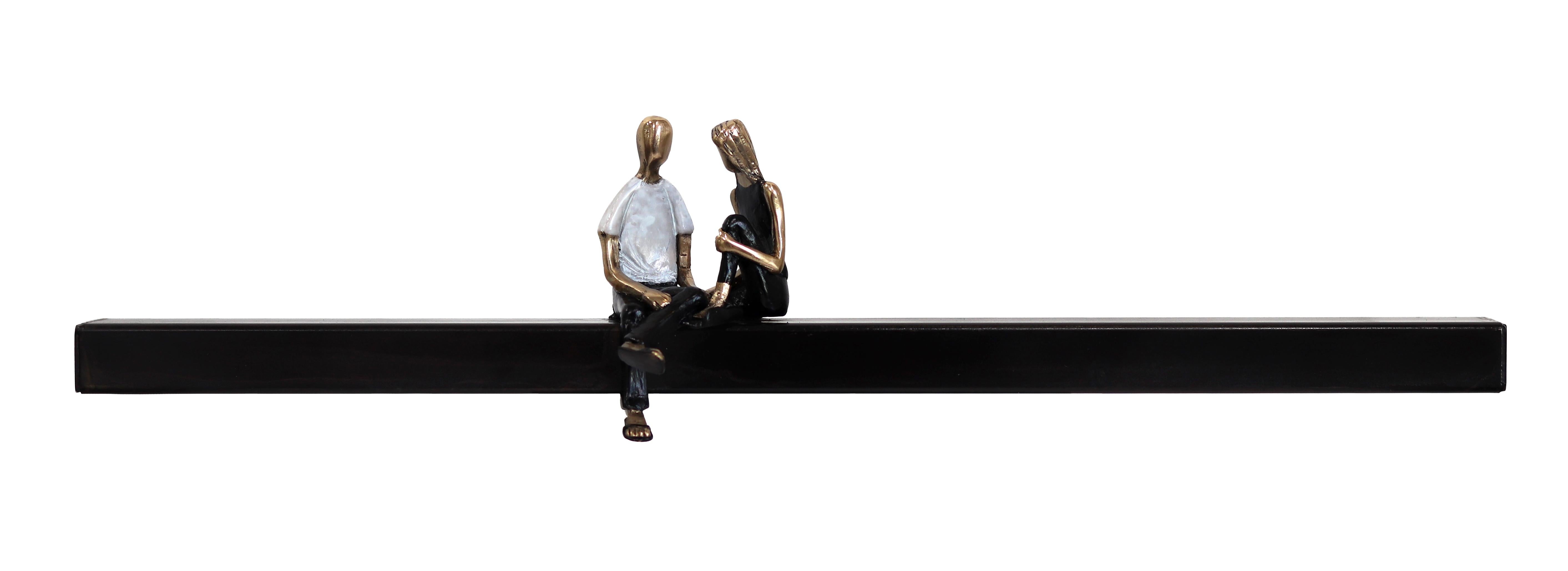 Mireia Serra Figurative Sculpture - By Your Side 12/25 - Contemporary Figurative Bronze Iron Metal Wall Sculpture