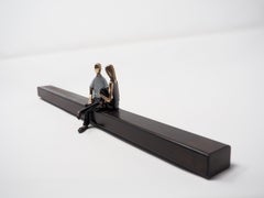 "By Your Side" figurative bronze wall sculpture love support couple together