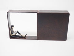 "Captivated" figurative bronze wall sculpture enjoy life free girl reading book 