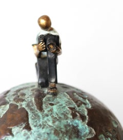 Capturing Moments - Contemporary Solid Bronze Modern Figurative Table Sculpture