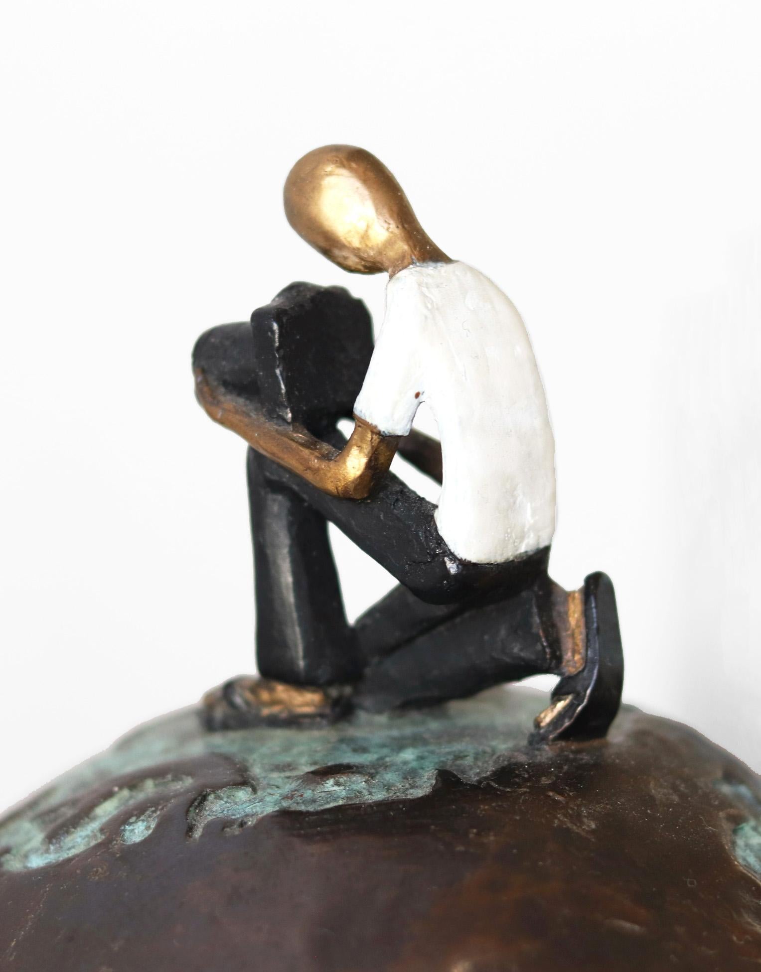 Mireia Serra creates sensuous bronze and iron sculptures showing the beauty of snapshots caught in life which are full of emotions and feelings along the life journey. Her metal artworks capture the beauty of moments:  A young lady challenged by the