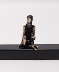 "Eyes on the Horizon"contemporary figurative bronze wall sculpture girl freedom