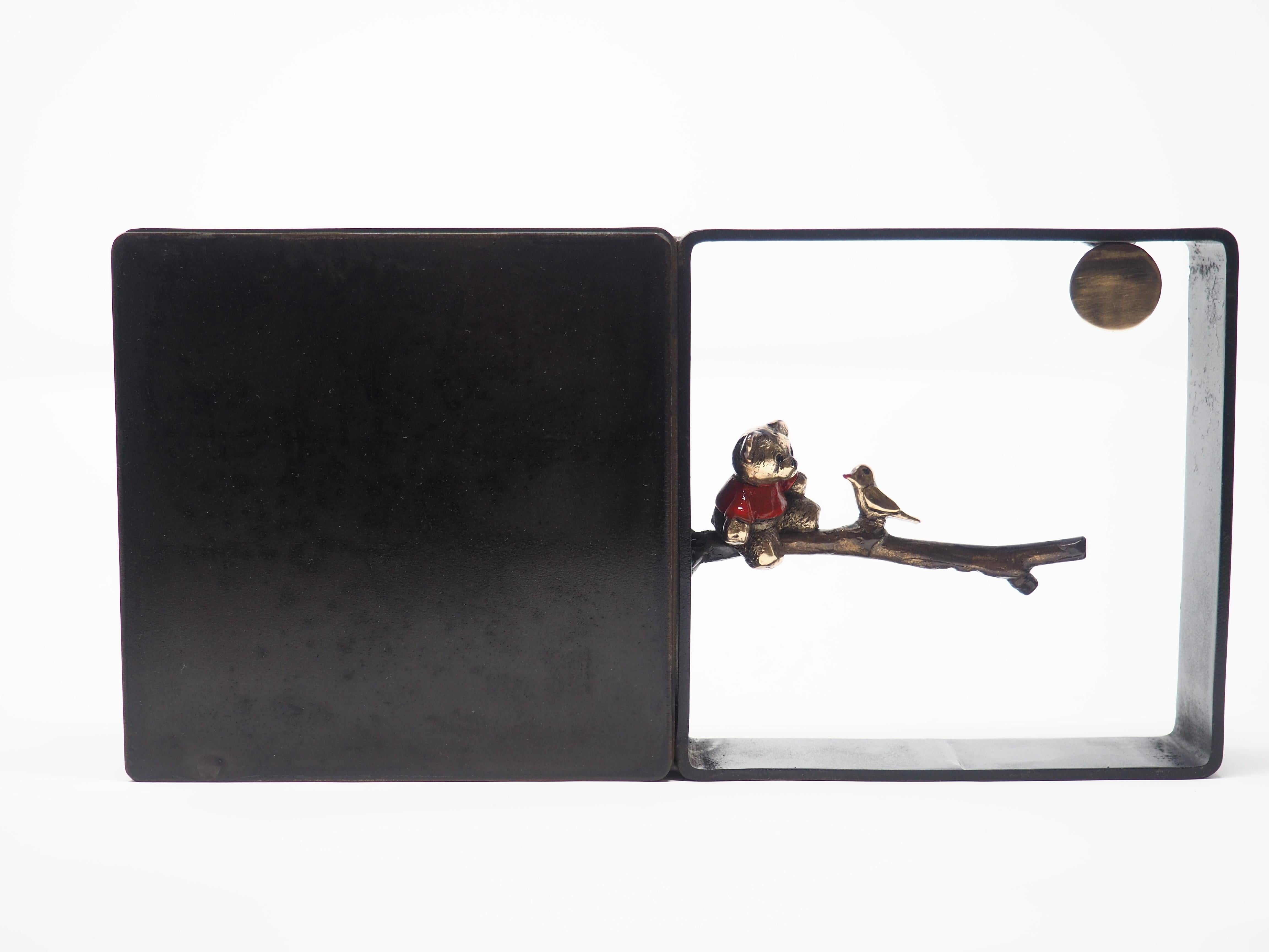"Guardian of Innocence" figurative bronze wall sculpture be yourself self love