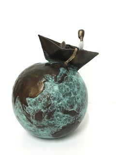 "Light Sail" contemporary figurative bronze sculpture adventure courage dreams