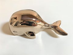 "Love" contemporary table bronze figurative sculpture whale family together