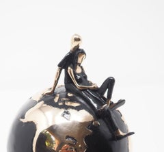 "Love Her Madly Gold"  contemporary small figurative bronze table sculpture love