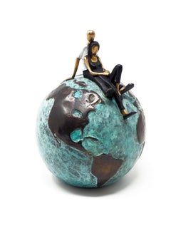 Love her madly - bronze contemporary small figurative sculpture of a couple