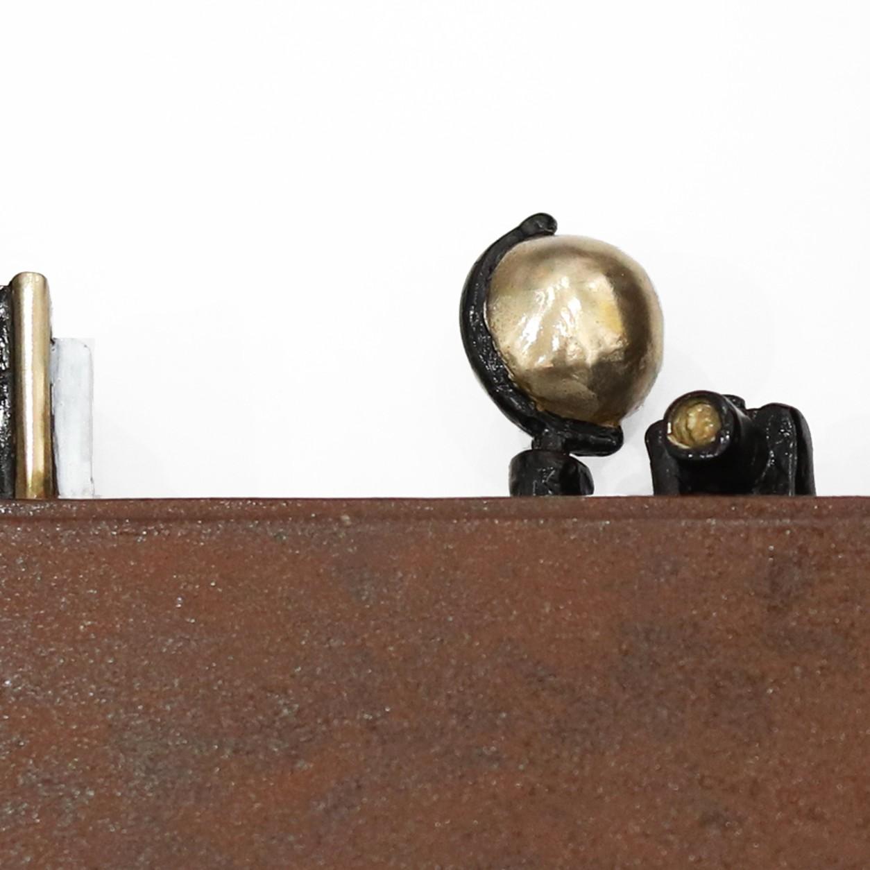 My Bedside Book - Dreamy Figurative Bronze and Iron Wall Sculpture Metal Artwork For Sale 5