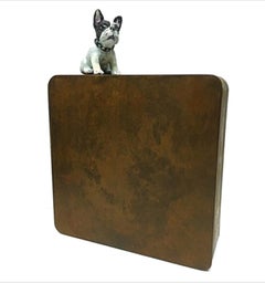 "My Friend" contemporary figurative bronze wall sculpture dog friendship loyalty