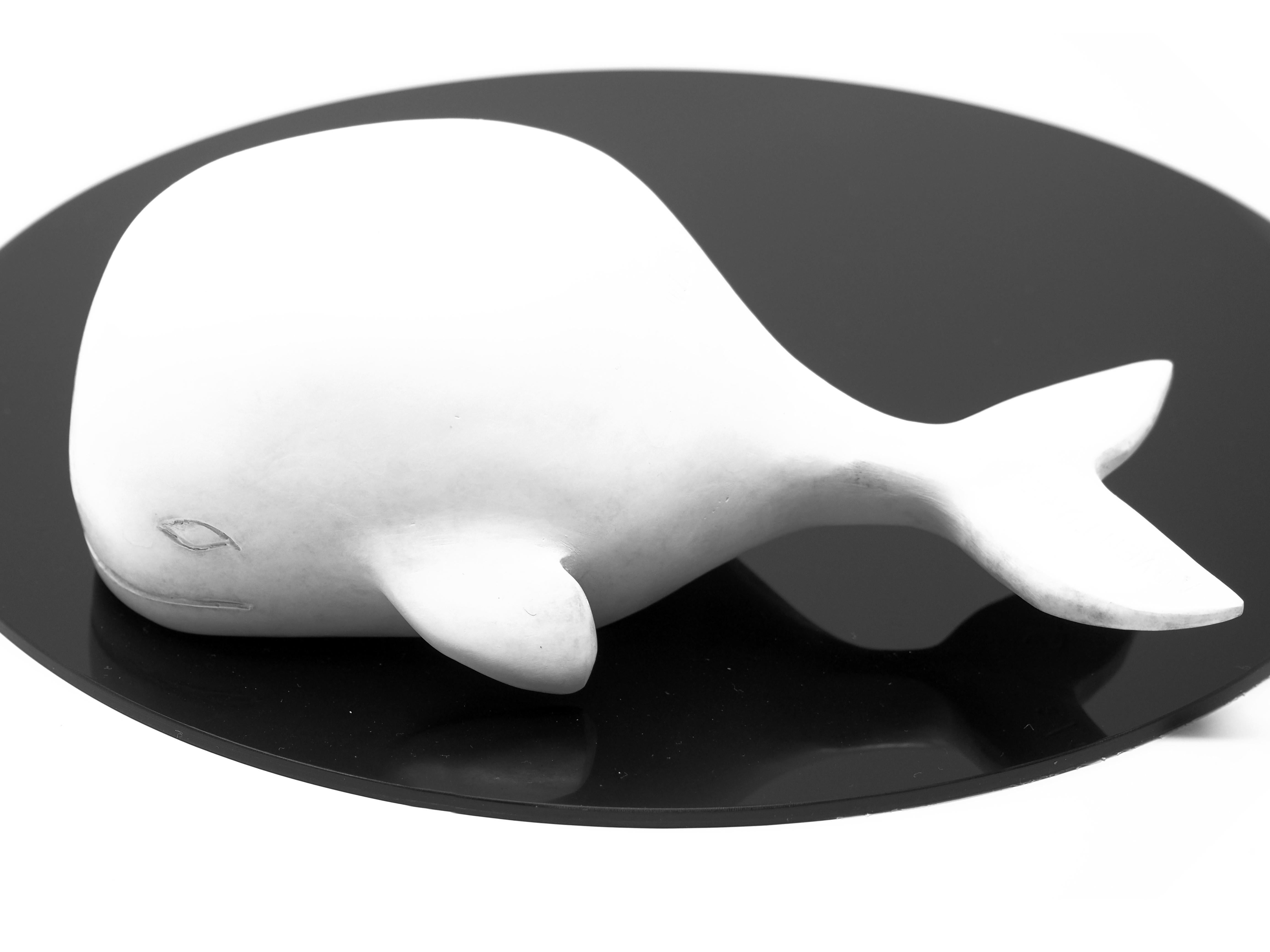 Mireia Serra Figurative Sculpture - Nature White Whale- contemporary animal bronze sculpture