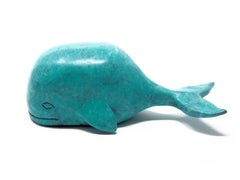 Ocean Blue Color Whale- contemporary animal bronze sculpture