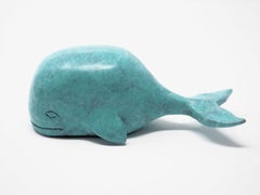 "Ocean" contemporary table bronze figurative sculpture whale blue freedom sea