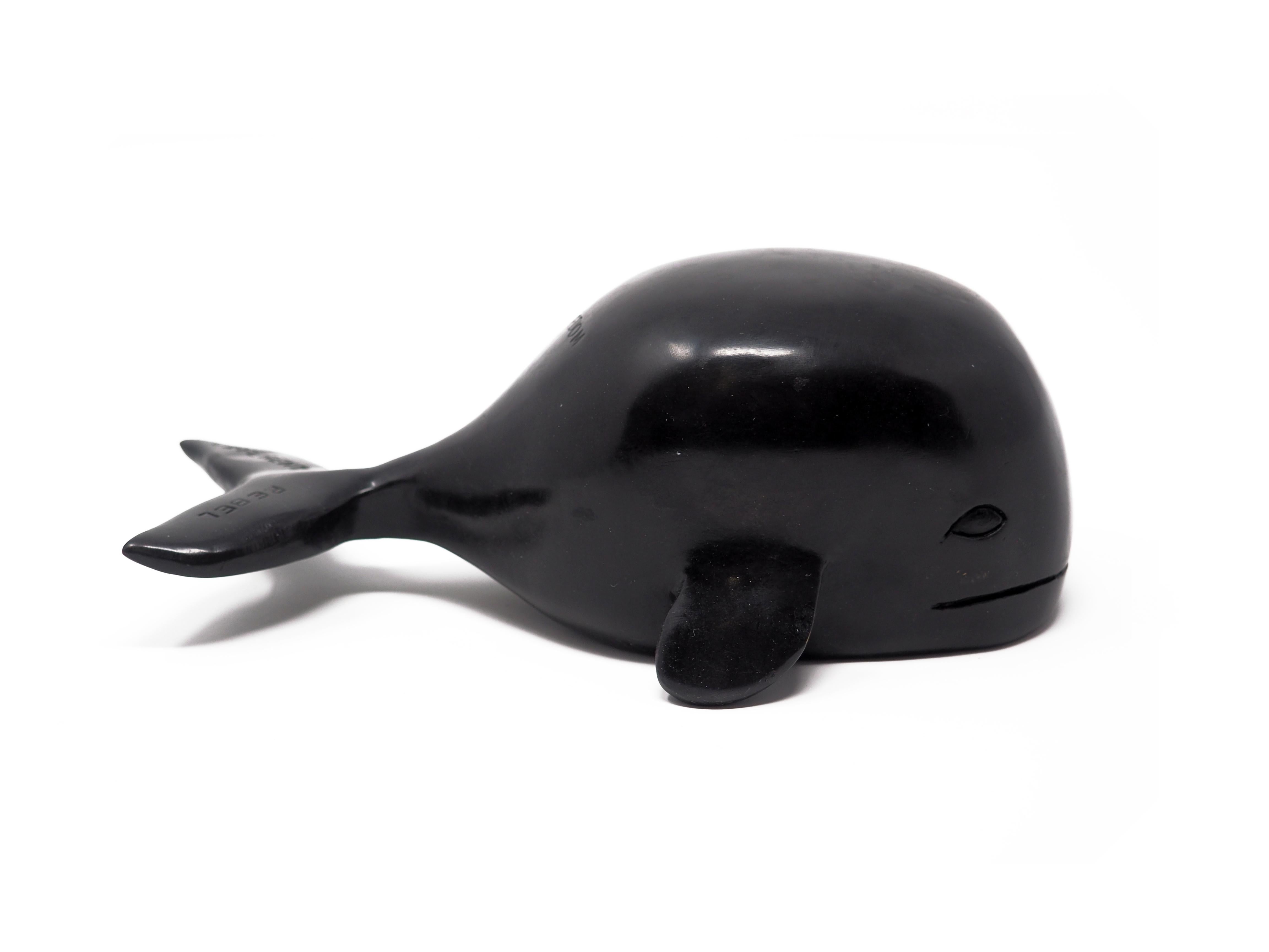 Mireia Serra Figurative Sculpture - Rebel Black Whale- contemporary animal bronze sculpture
