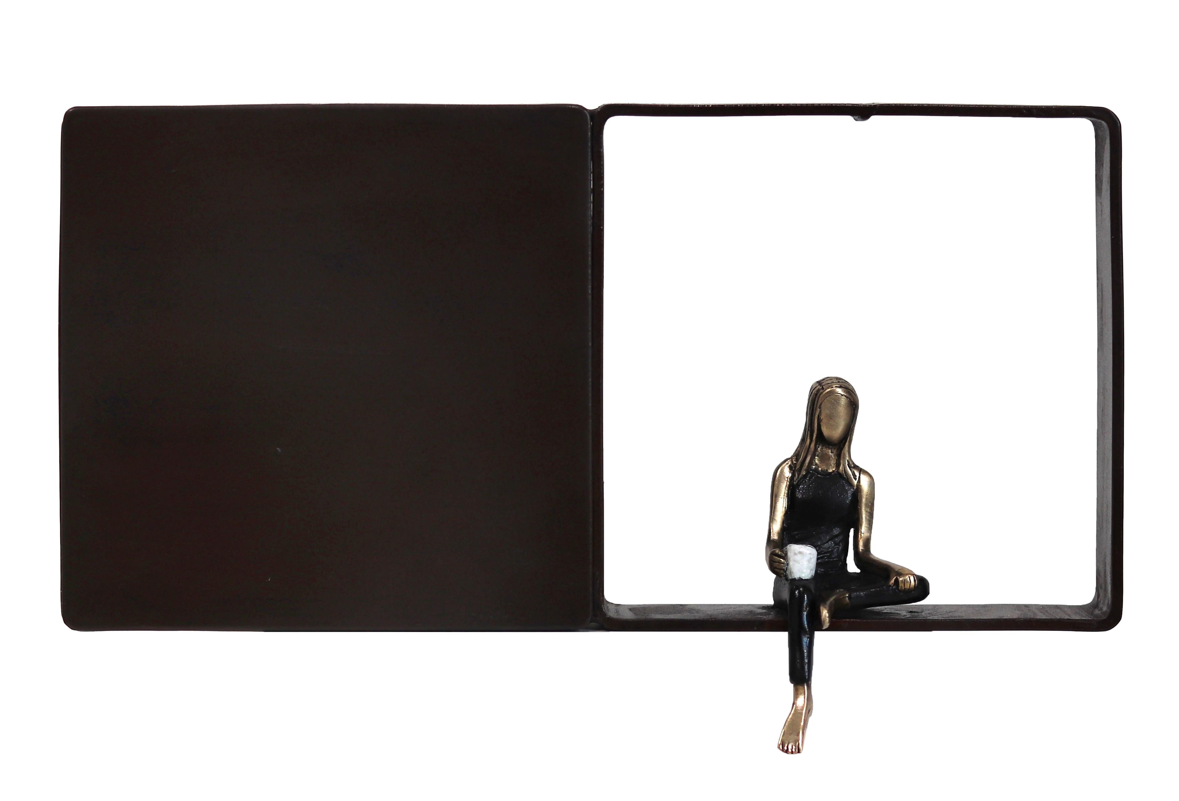 Recharging Break 7/18 - Contemporary Figurative Bronze Iron Metal Wall Sculpture