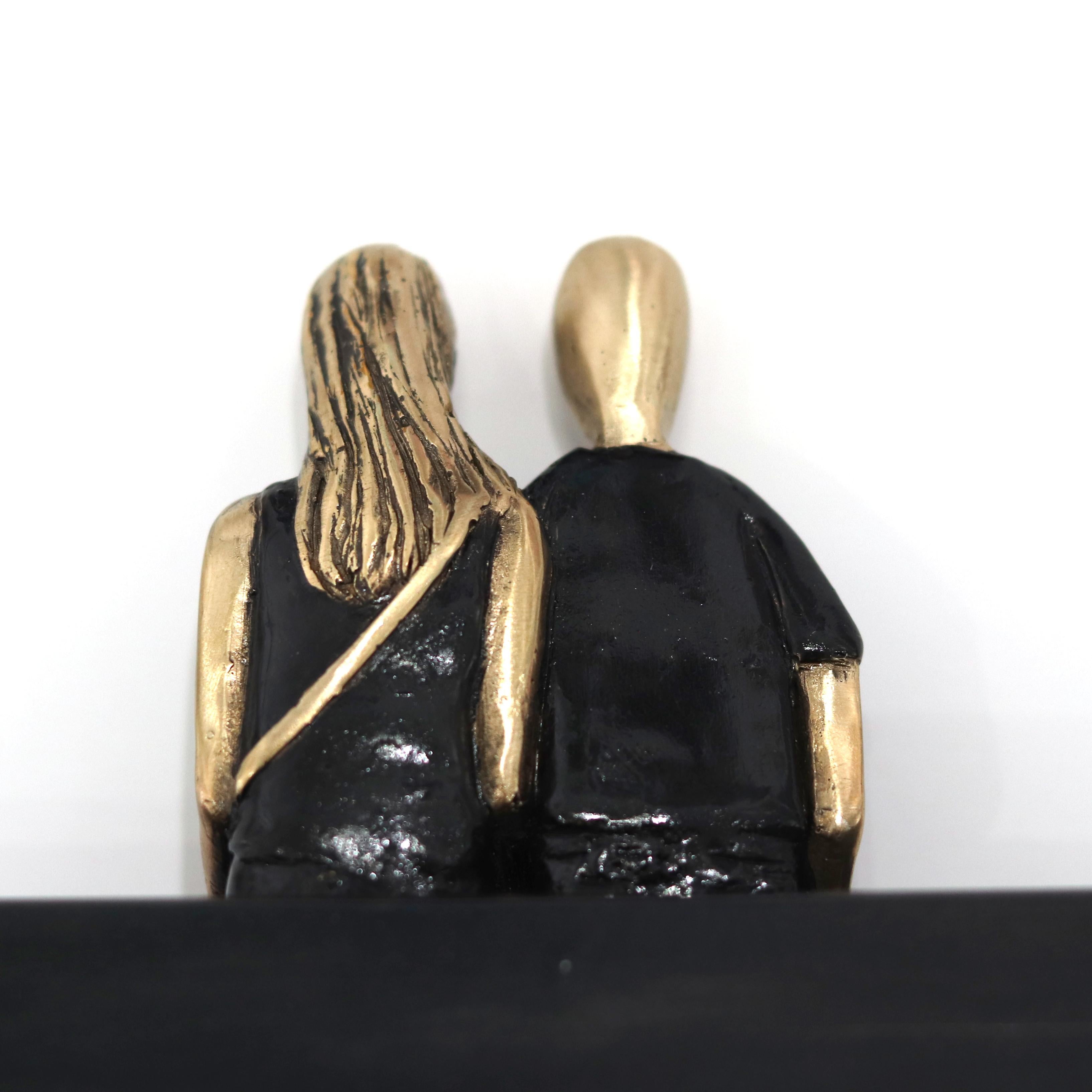 This Magic Moment - Figurative Bronze Couple Iron Metal Wall Sculpture For Sale 4
