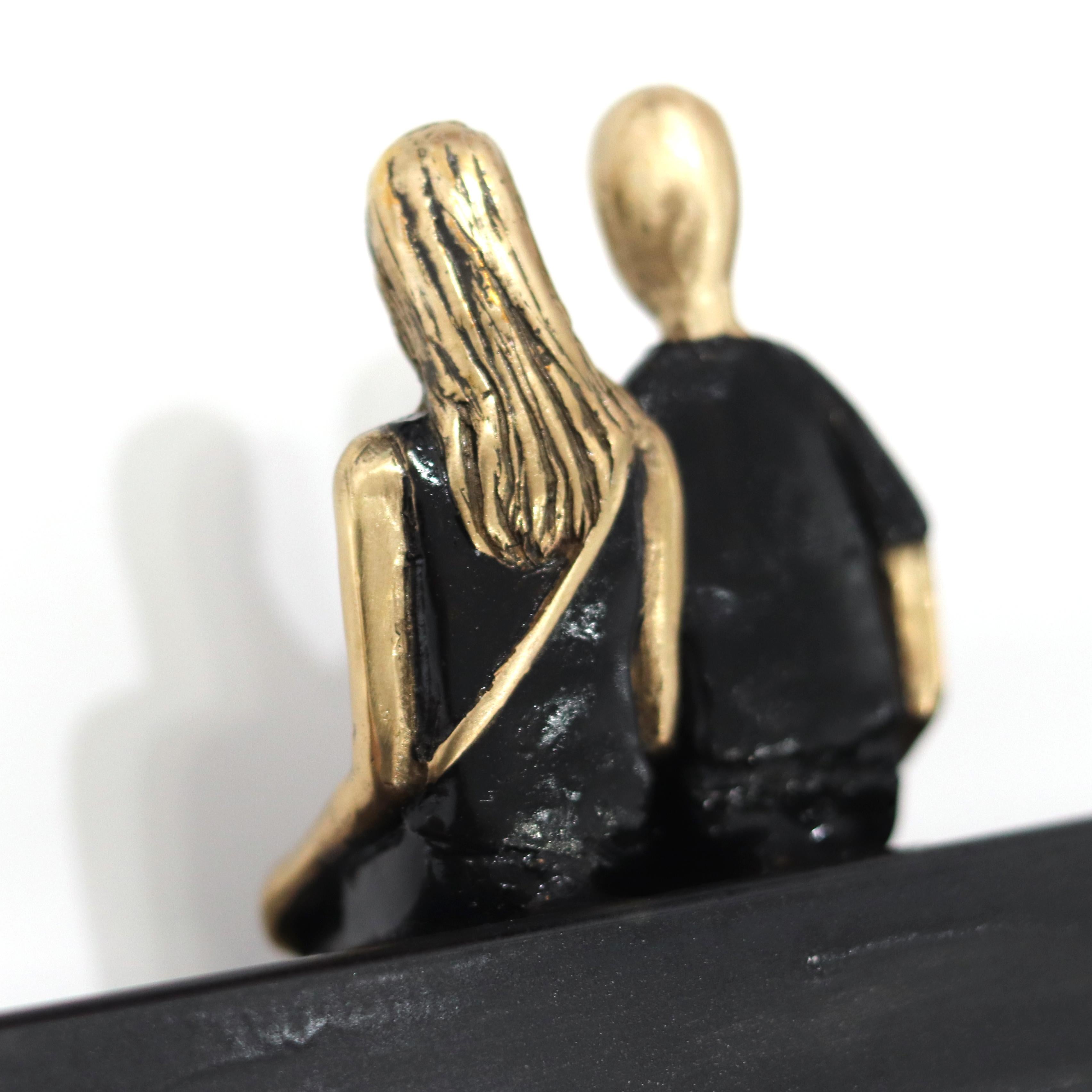 This Magic Moment - Figurative Bronze Couple Iron Metal Wall Sculpture For Sale 5