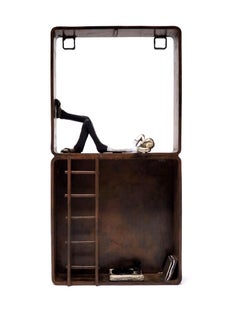 Vinyl Paradise- bronze mural contemporary small figurative sculpture