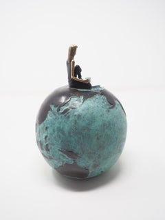 "Where Pages Take Flight" figurative bronze table sculpture girl reading freedom