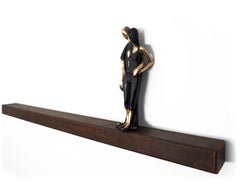 You are the one I want - bronze mural contemporary small loving couple sculpture