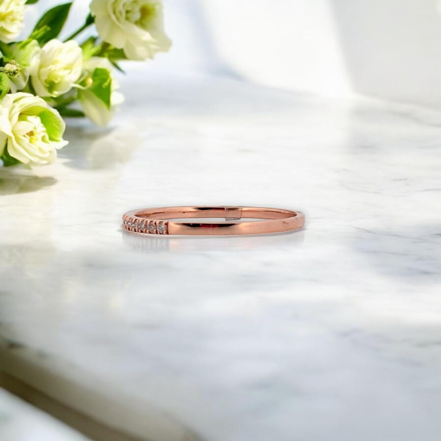 Mireille  10K Rose Gold Diamond Ring, 0.06 CTW Natural Diamonds, Size 6.75 In New Condition For Sale In Greeneville, TN