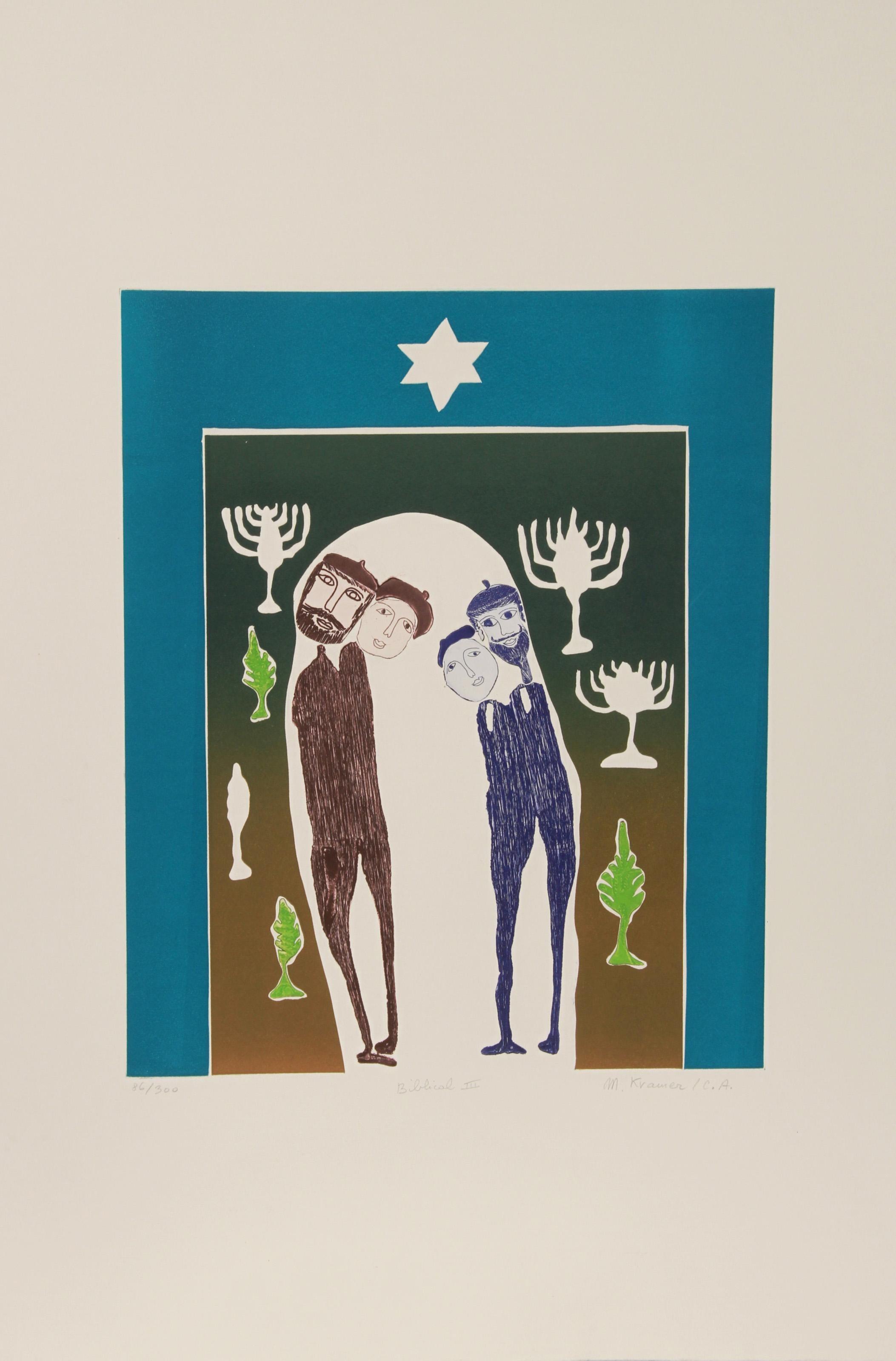 Biblical III, Folk Art Etching by Mireille Kramer