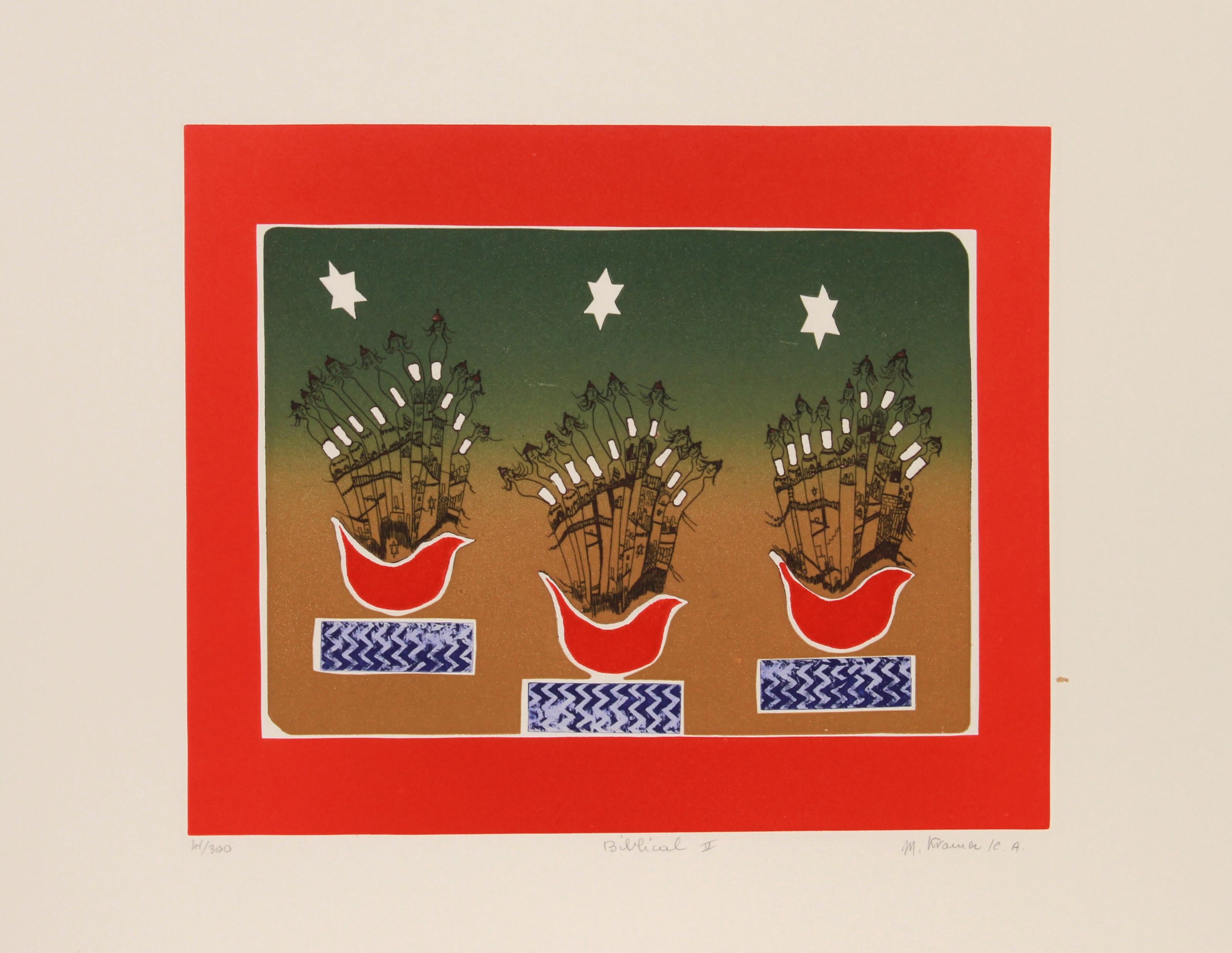 Biblical V, Folk Art Etching by Mireille Kramer