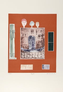 Egypte, acquaforte d'arte popolare di Mireille Kramer